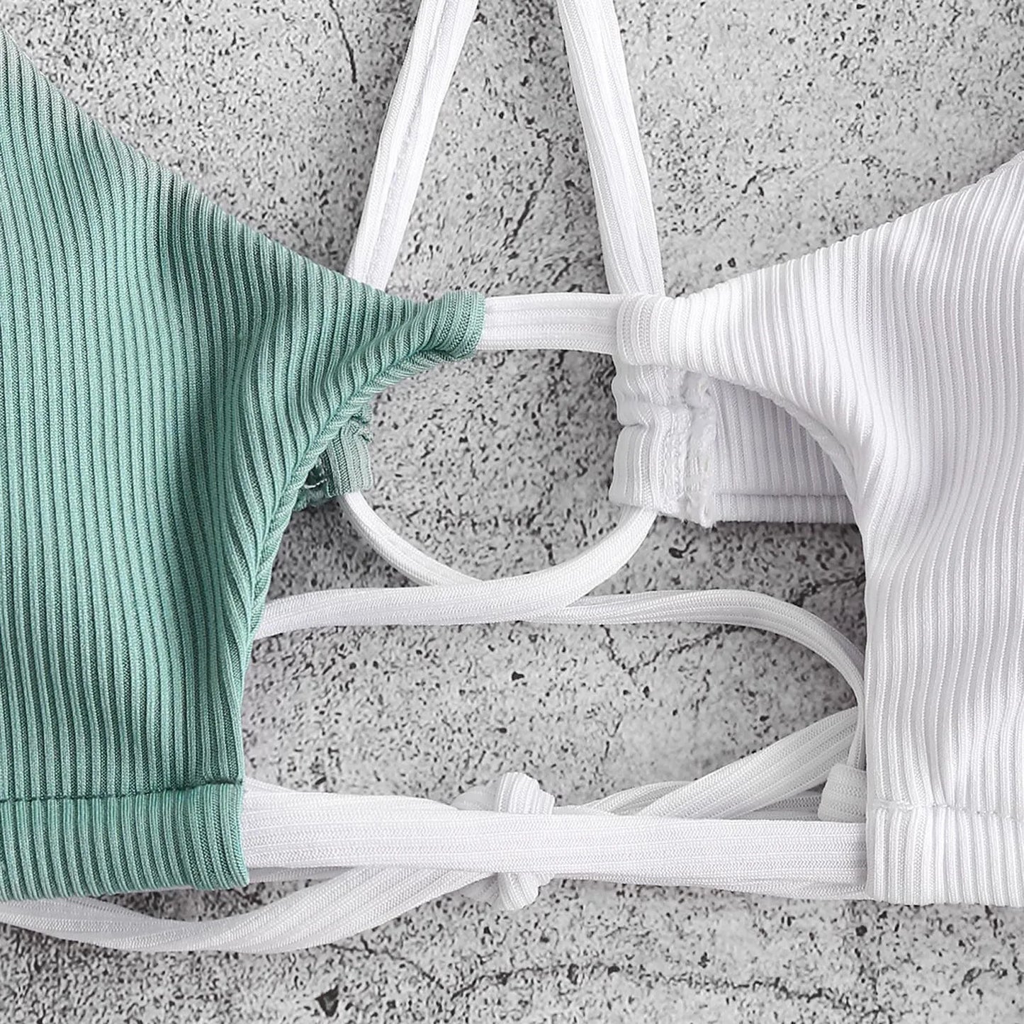 Women's Swimwear Lingerie Set Swimsuit Striped Push Up High Cut High Waist Halter Bikini Set Two Piece Swimsuit - The Clothing Company Sydney