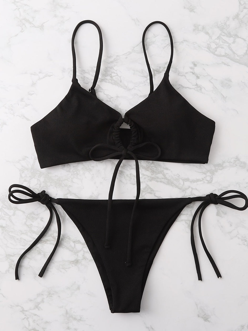 2 Piece Plain Bandage Swimsuit Female Swimwear Bikini Set 2 Piece Swimming Beachwear Bathing Suit The Clothing Company Sydney