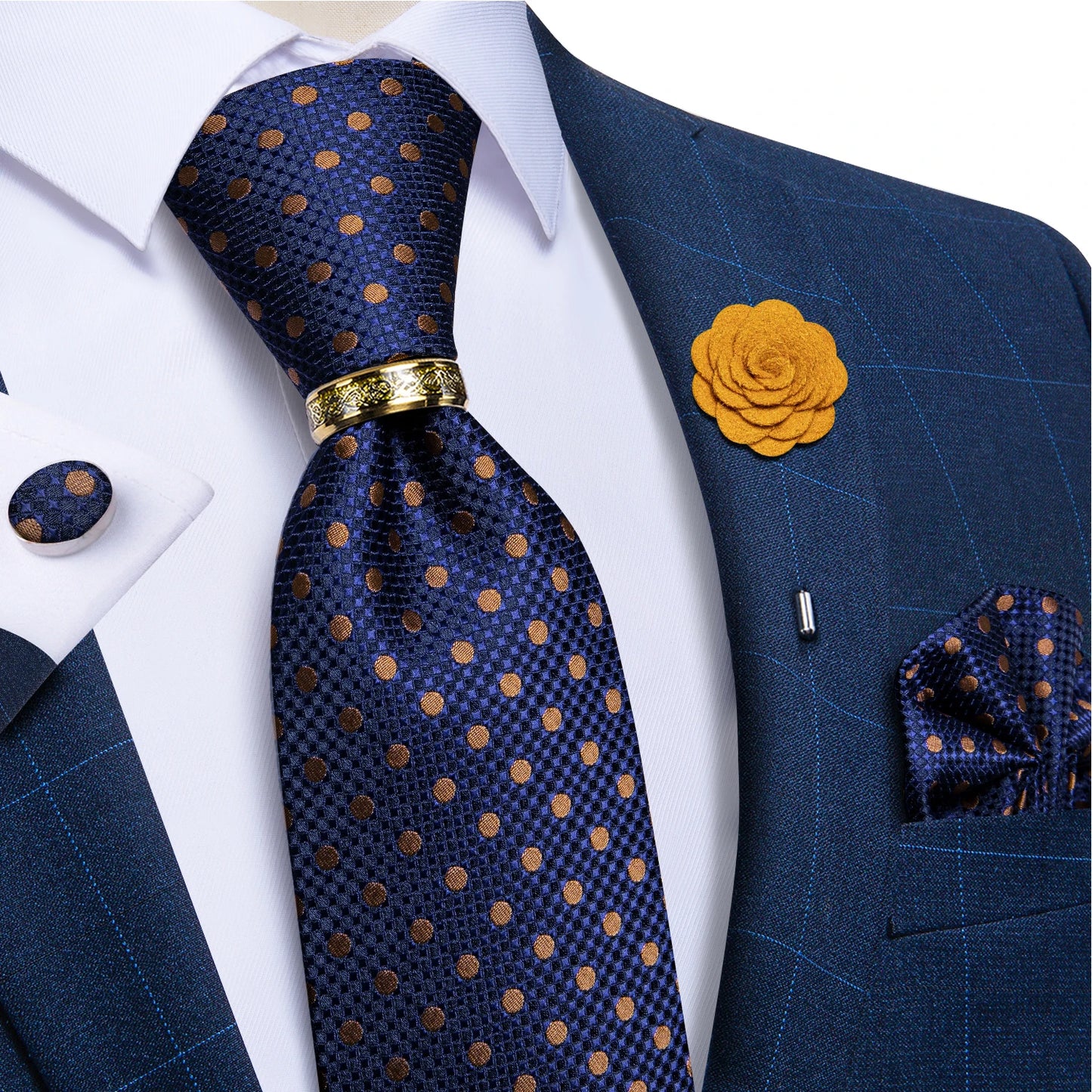 Men's Ties 8cm Wide Silk Neck Tie For Wedding Party Accessories Pocket Square Cufflinks Brooch Pin Set - The Clothing Company Sydney