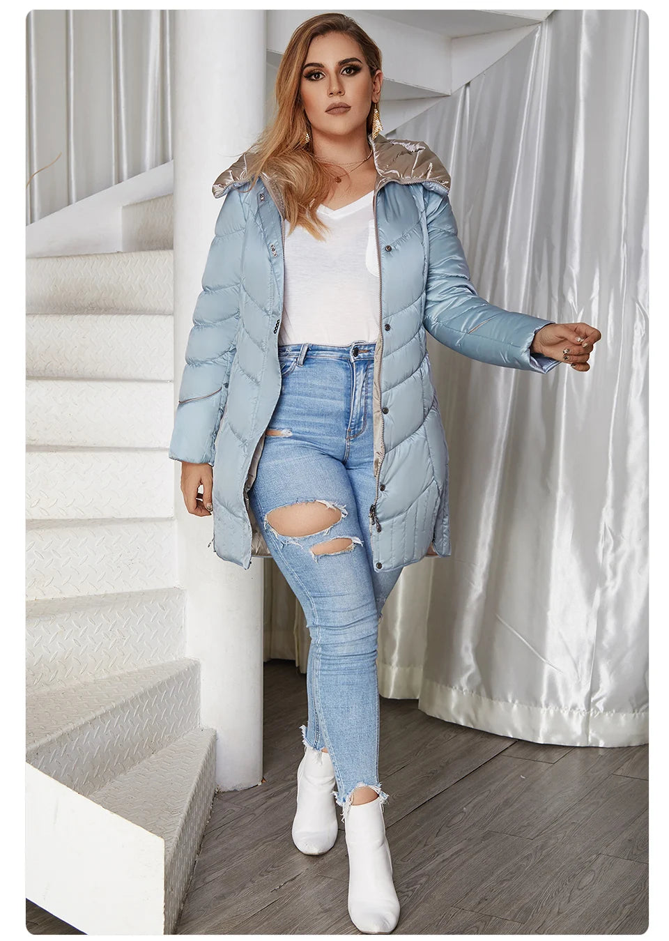Women's winter Coat Casual Parkas Hooded Coats Plus Size Jacket - The Clothing Company Sydney