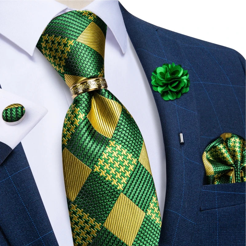 Men's Ties 8cm Wide Silk Neck Tie For Wedding Party Accessories Pocket Square Cufflinks Brooch Pin Set - The Clothing Company Sydney