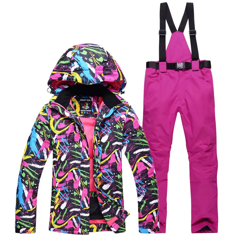 Women's Snow Suit Winter Outdoor Snowboarding Clothing Waterproof Skiing Costume Sets Jackets + Belt Pants - The Clothing Company Sydney