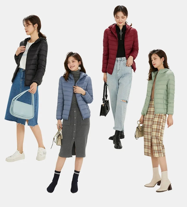 Matte Fabric Women's Duck Down Jacket Ultra Light Down Jacket Feather Jacket Overcoat Windbreaker Coat - The Clothing Company Sydney