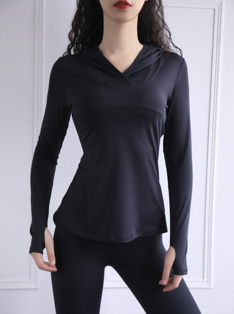 Women's Back Forked Yoga Shirt Long Sleeve Thumb Hole Running T-shirt Mesh Breathable Sports Hoodie Fitness Top Gym Workout Blouse The Clothing Company Sydney
