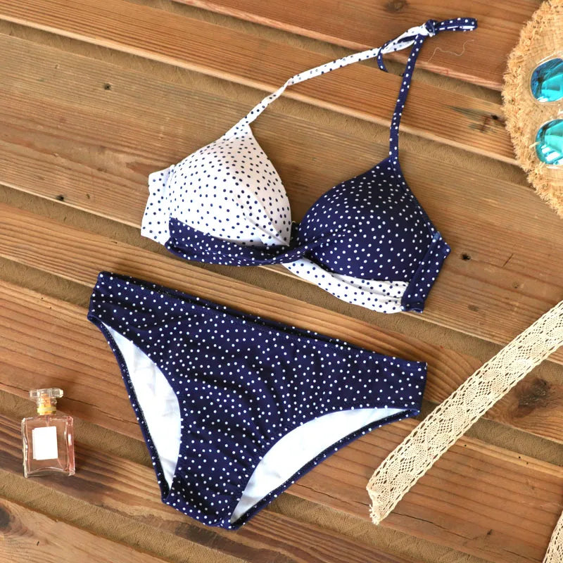 2 Piece Push Up Swimwear Women Swimsuits Bathing Suit Halter Leaf Print Beach Wear Bikini Set The Clothing Company Sydney