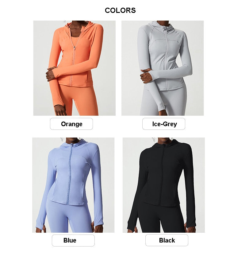 2 Piece Women's Hooded Jacket Long Sleeve With Thumb Holes Workout Yoga Shirt Outdoor Running Coat Gym Sweatshirt The Clothing Company Sydney