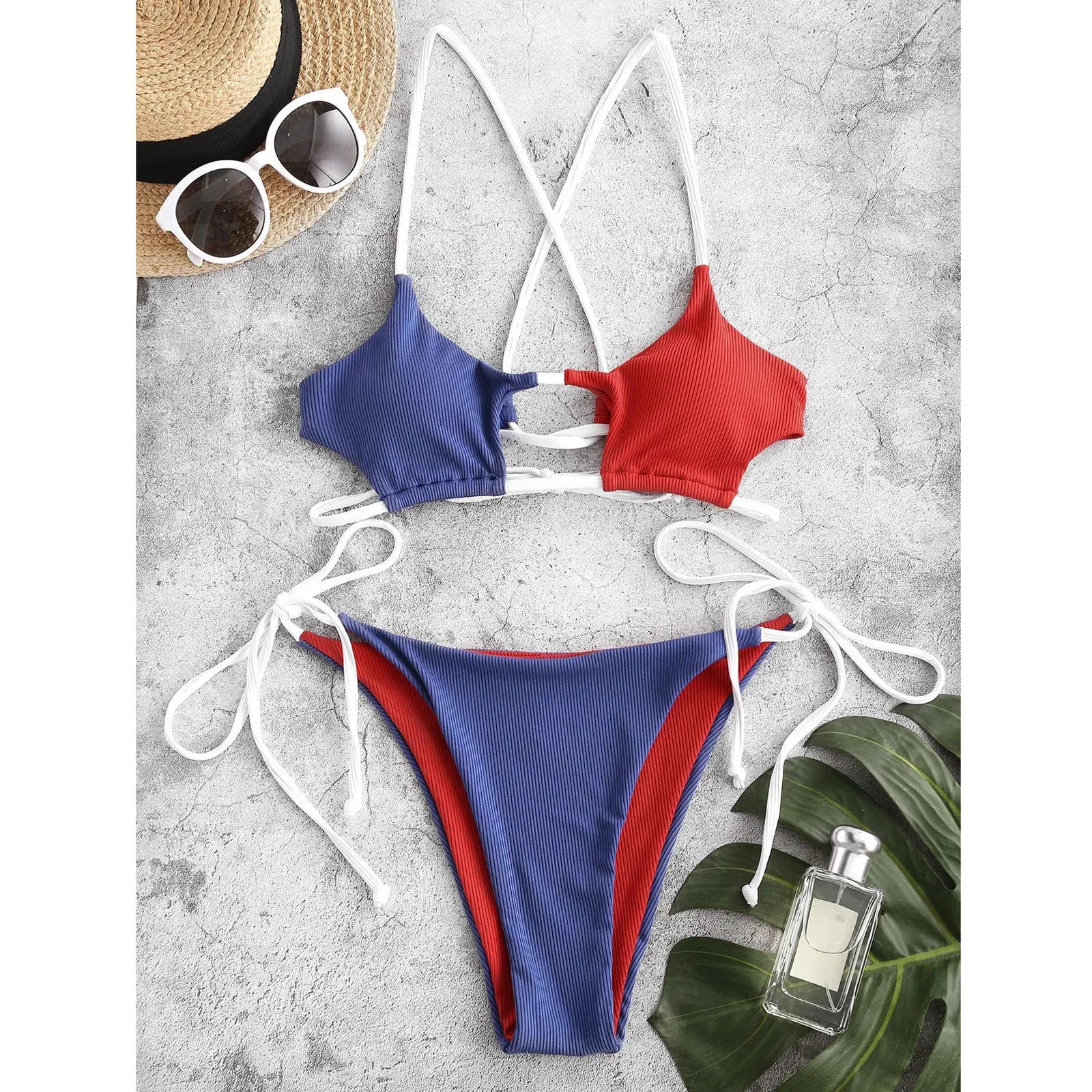 Women's Swimwear Lingerie Set Swimsuit Striped Push Up High Cut High Waist Halter Bikini Set Two Piece Swimsuit - The Clothing Company Sydney