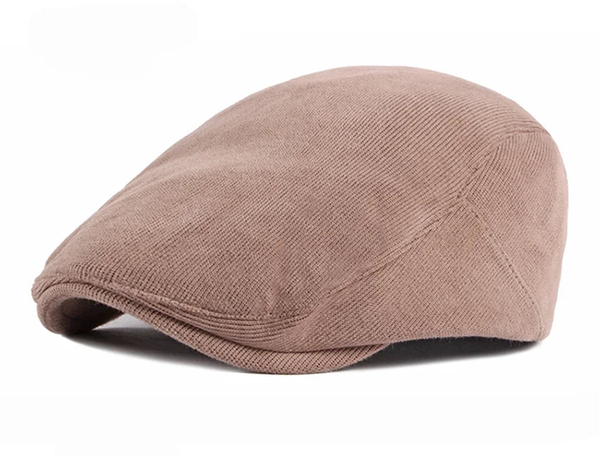 Spring Autumn Berets Hat Men's knitting Visor Cap Casual Fashion Women Beret Solid Yellow Blue Peaked Flat Cap Duckbill Hat - The Clothing Company Sydney