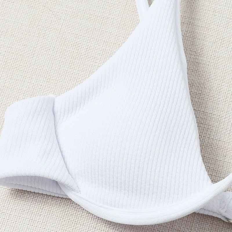 2 Piece Underwire Bikini Women Solid Red Push Up Bra Thong Swimsuit Haler V Neck Bathing Suit Mini Micro Thong Swimwear The Clothing Company Sydney