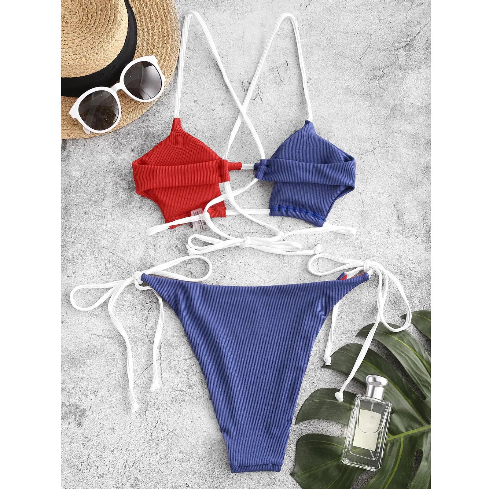 Women's Swimwear Lingerie Set Swimsuit Striped Push Up High Cut High Waist Halter Bikini Set Two Piece Swimsuit - The Clothing Company Sydney