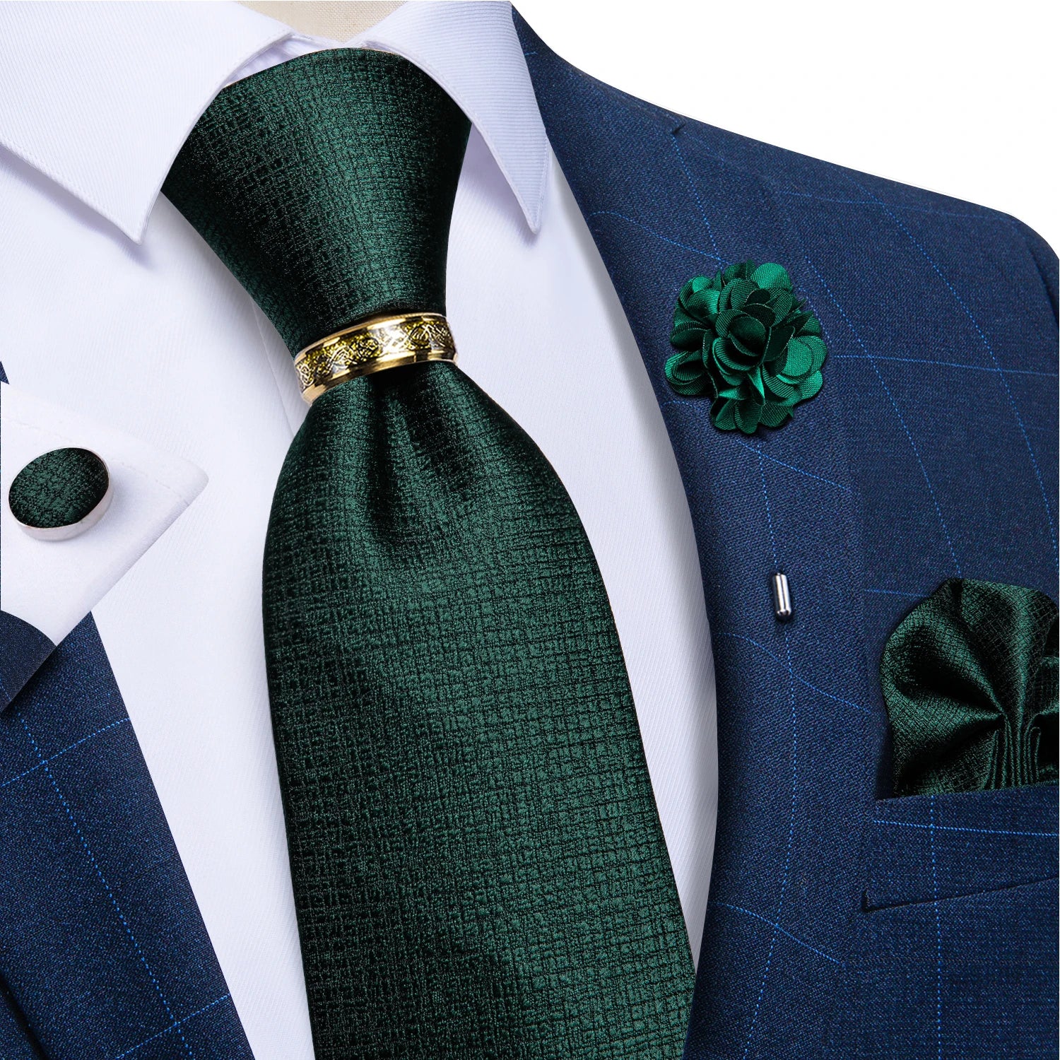 Men's Ties 8cm Wide Silk Neck Tie For Wedding Party Accessories Pocket Square Cufflinks Brooch Pin Set - The Clothing Company Sydney