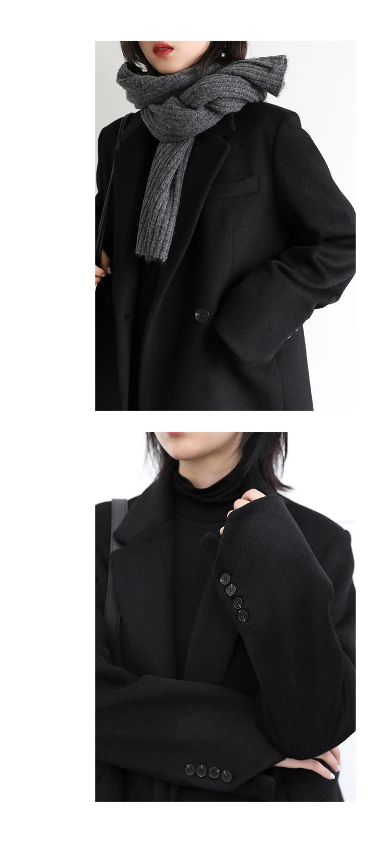 Women's Wool Blend Coat Solid Mid Long Woollen Blazer Thick Warm Blouse Overcoat Office Autumn Winter Jacket - The Clothing Company Sydney