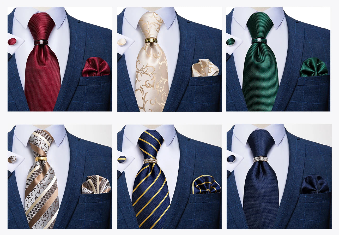 Men's Ties 8cm Wide Silk Neck Tie For Wedding Party Accessories Pocket Square Cufflinks Brooch Pin Set - The Clothing Company Sydney