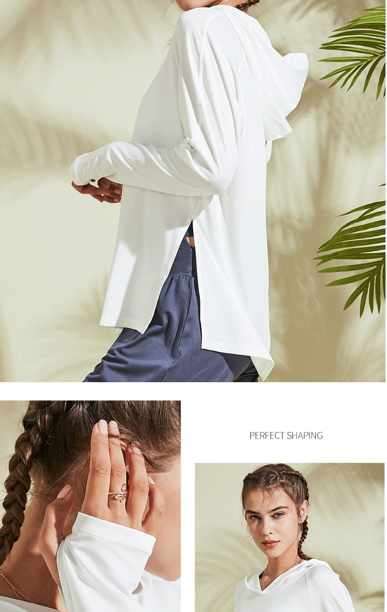 Hooded Training Running T-shirt Loose Fitness Clothing Gym Breathable Quick-dry Long Sleeved Yoga shirt Top The Clothing Company Sydney