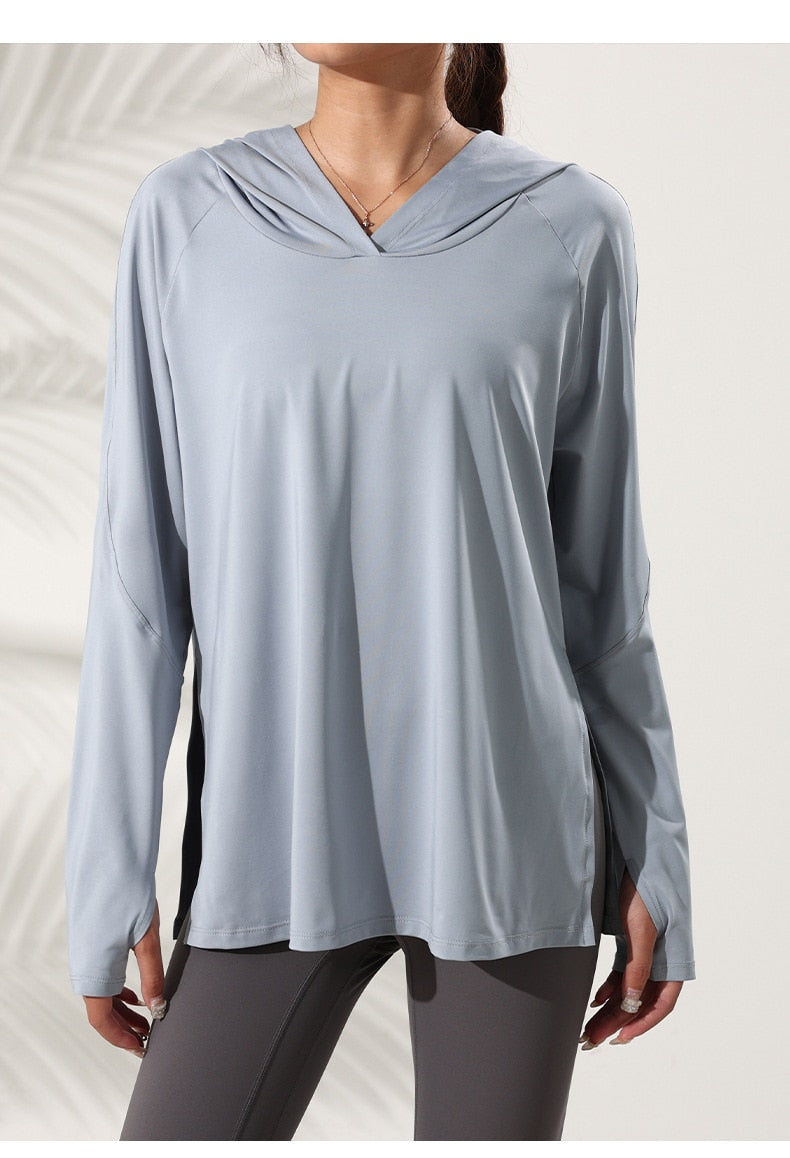 Hooded Training Running T-shirt Loose Fitness Clothing Gym Breathable Quick-dry Long Sleeved Yoga shirt Top The Clothing Company Sydney