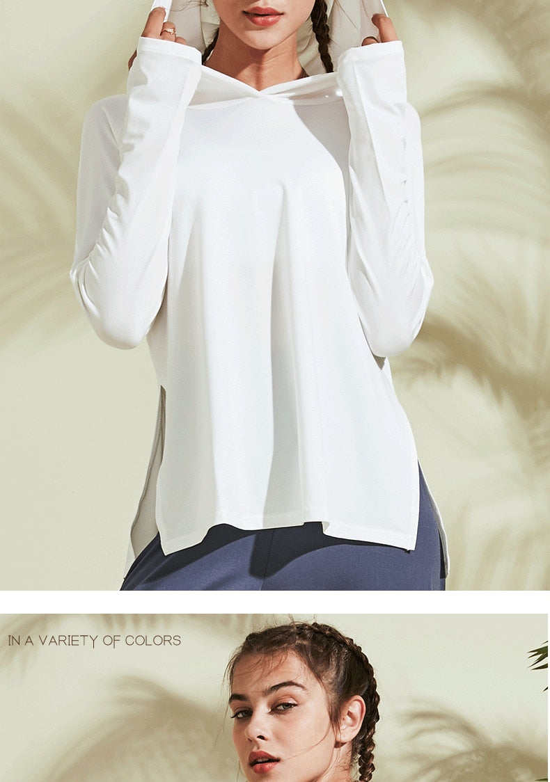 Hooded Training Running T-shirt Loose Fitness Clothing Gym Breathable Quick-dry Long Sleeved Yoga shirt Top The Clothing Company Sydney