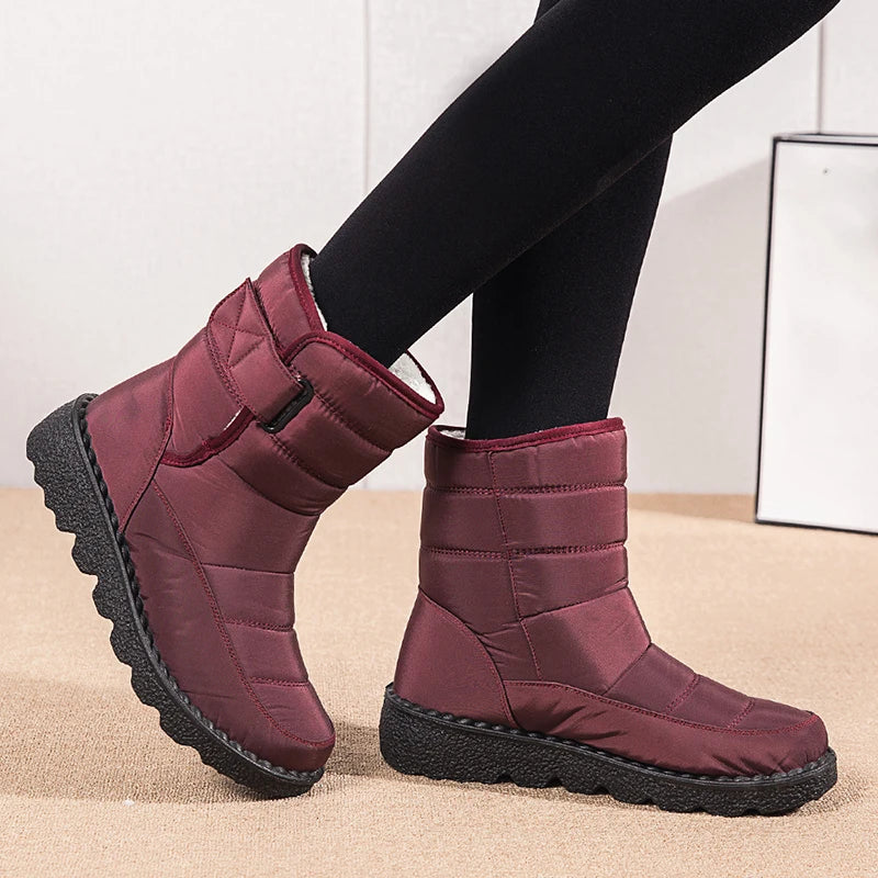 Non Slip Waterproof Snow Boots Women's Thick Plush Winter Ankle Boots Cotton Padded Shoes - The Clothing Company Sydney