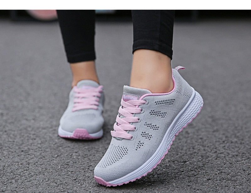Women Casual Shoes Fashion Breathable Walking Mesh Flat Shoes Sneakers Women 2021 Gym Vulcanized Shoes White Female Footwear The Clothing Company Sydney