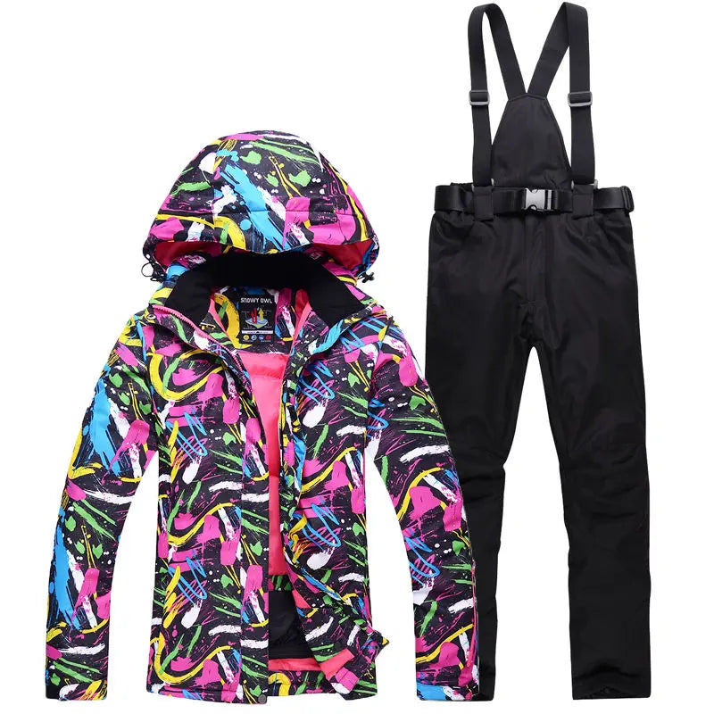 Women's Snow Suit Winter Outdoor Snowboarding Clothing Waterproof Skiing Costume Sets Jackets + Belt Pants - The Clothing Company Sydney