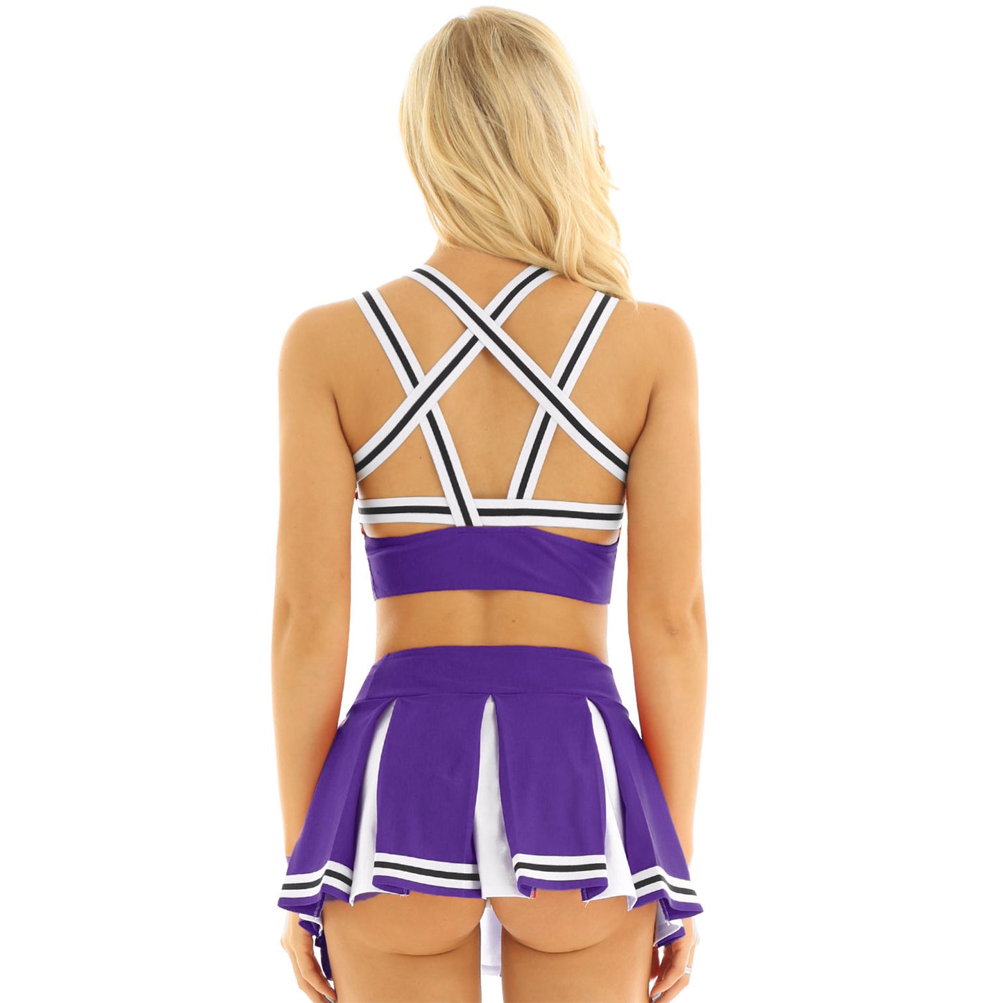 Women's Cheerleading Uniform Set Sleeveless Crop Top with Mini Pleated Skirt Cosplay Sports Stage Outfits - The Clothing Company Sydney