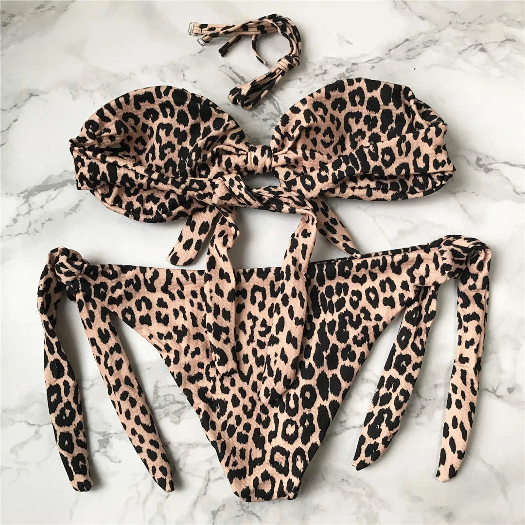 Polka Dot Knotted Bandeau Brazilian Bikini Women Swimwear Female Swimsuit Two-pieces Bikini set Bather Bathing Suit - The Clothing Company Sydney