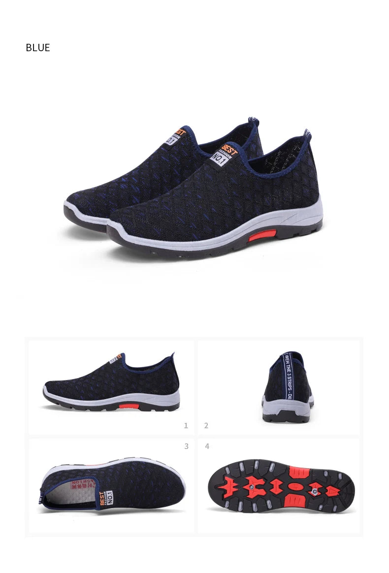 Summer Mesh Casual Shoes Breathable Slip on Mens Loafers Lightweight Sneakers Non-slip Walking Shoes The Clothing Company Sydney