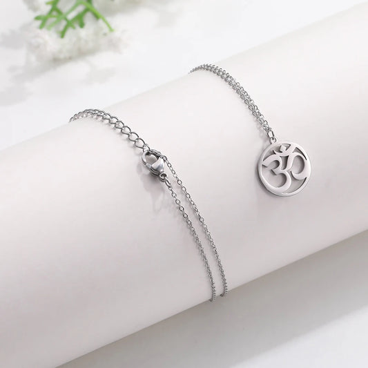 Hindu Yoga Om Aum Necklace For Men Women Amulet Stainless Steel Jewellery Shiva Accessories - The Clothing Company Sydney