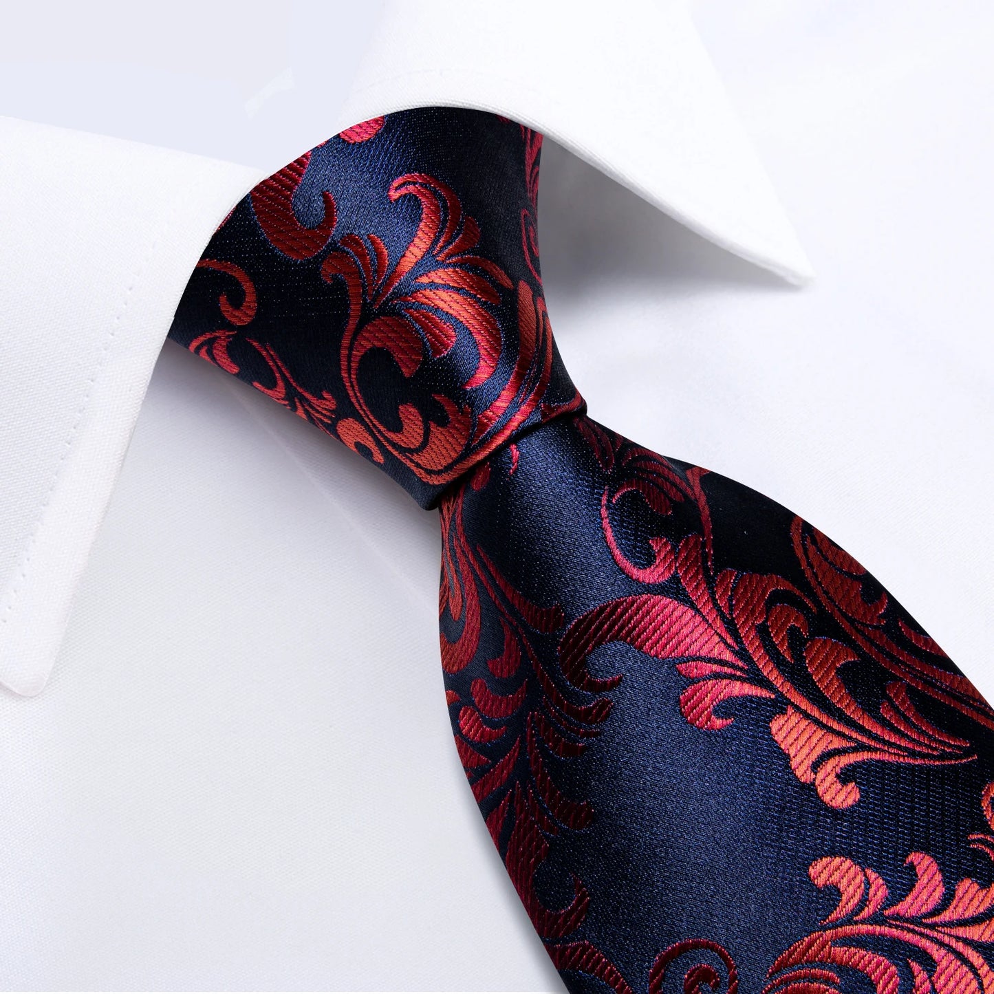 5 Piece Designer Blue Red Paisley Ties Wedding Party Neck Tie Luxury Tie Ring Brooch Silk Tie Set Gift For Men - The Clothing Company Sydney