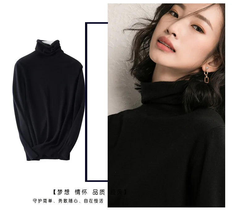 Autumn Winter Sweater Turtleneck Slim Fit Basic Pullovers Fashion Knit Tops Bottoming Women's Sweater Stretch Jumpers The Clothing Company Sydney