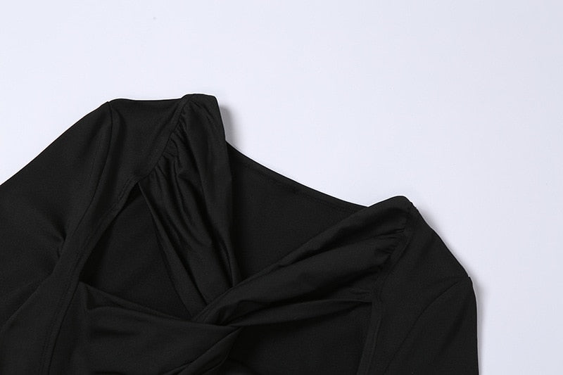 Cut Out Black Mini Dresses Club Party Outfits for Women Elegant Long Sleeve Solid Bodycon Dress The Clothing Company Sydney