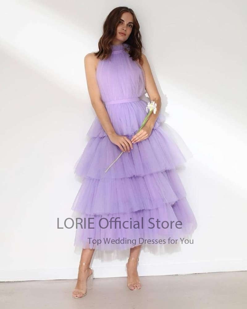 Baby Blue Prom Dresses High Neck Tiered Tulle Tea Length Backless Summer Wedding Party Gown Graduation Dress The Clothing Company Sydney