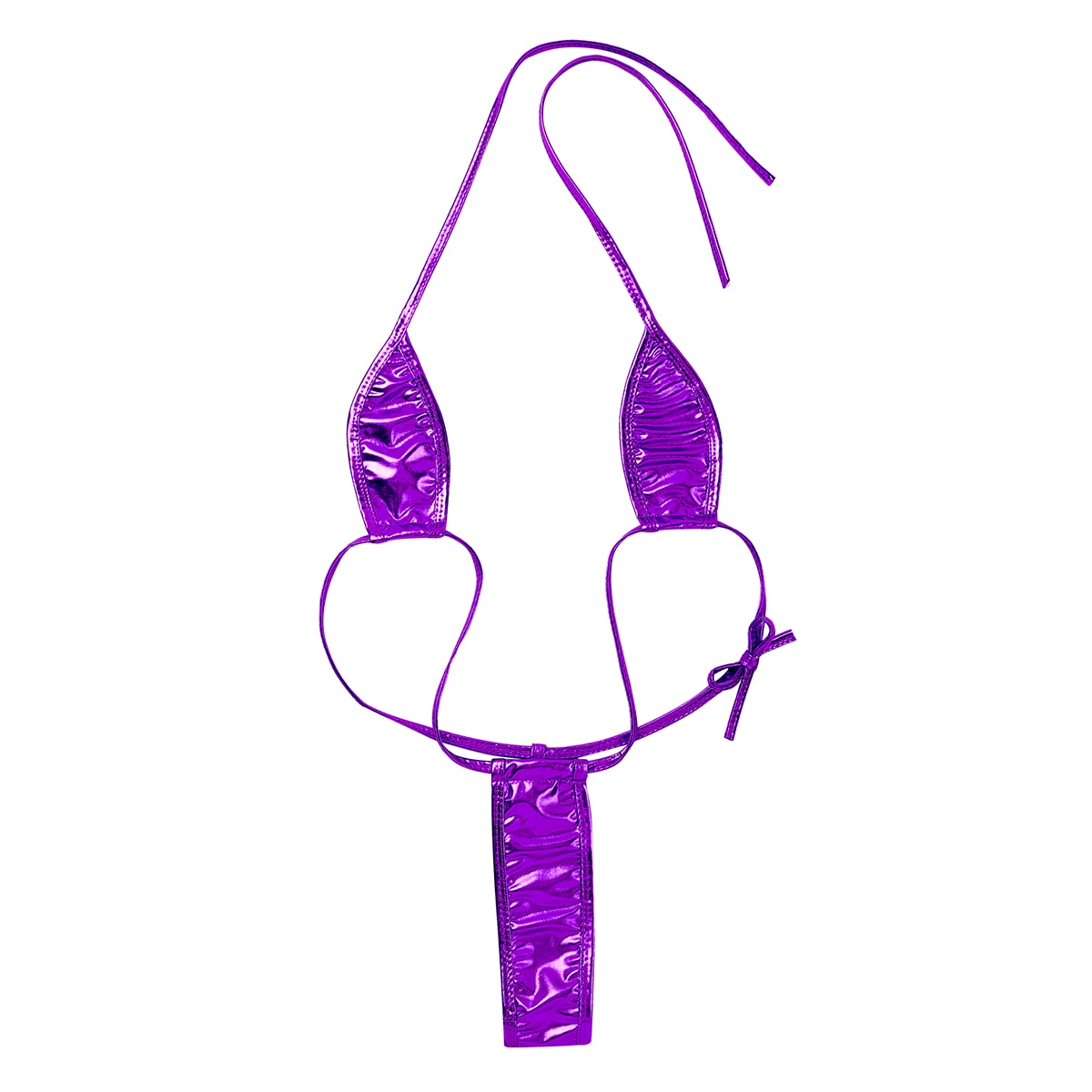 Women's swimsuit One Piece Trikini Shiny Metallic Halter Neck Backless Self-tie G-String Mini Micro Thong Slingshot Swimwear The Clothing Company Sydney