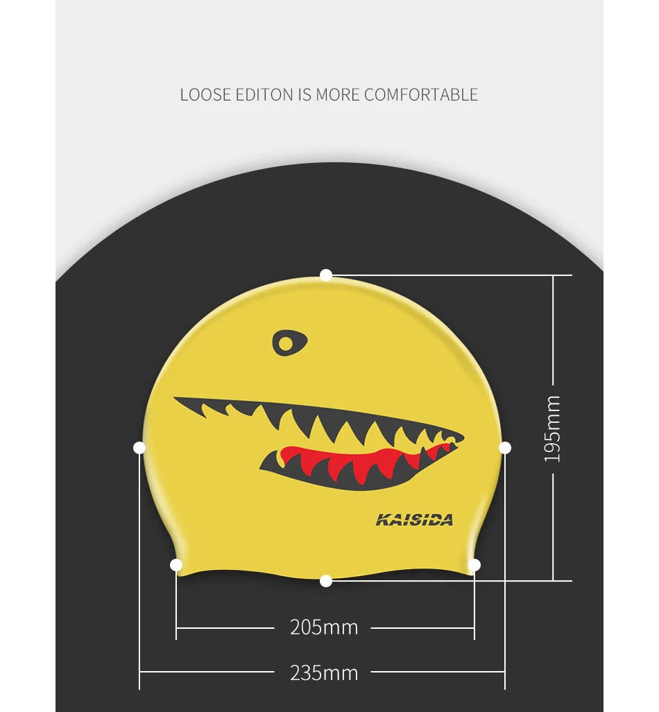 Men's Swimming Cap Adult Elastic Shark Swimming Caps Waterproof Protect Ears Long Hair Soft Women Bathing Cap - The Clothing Company Sydney