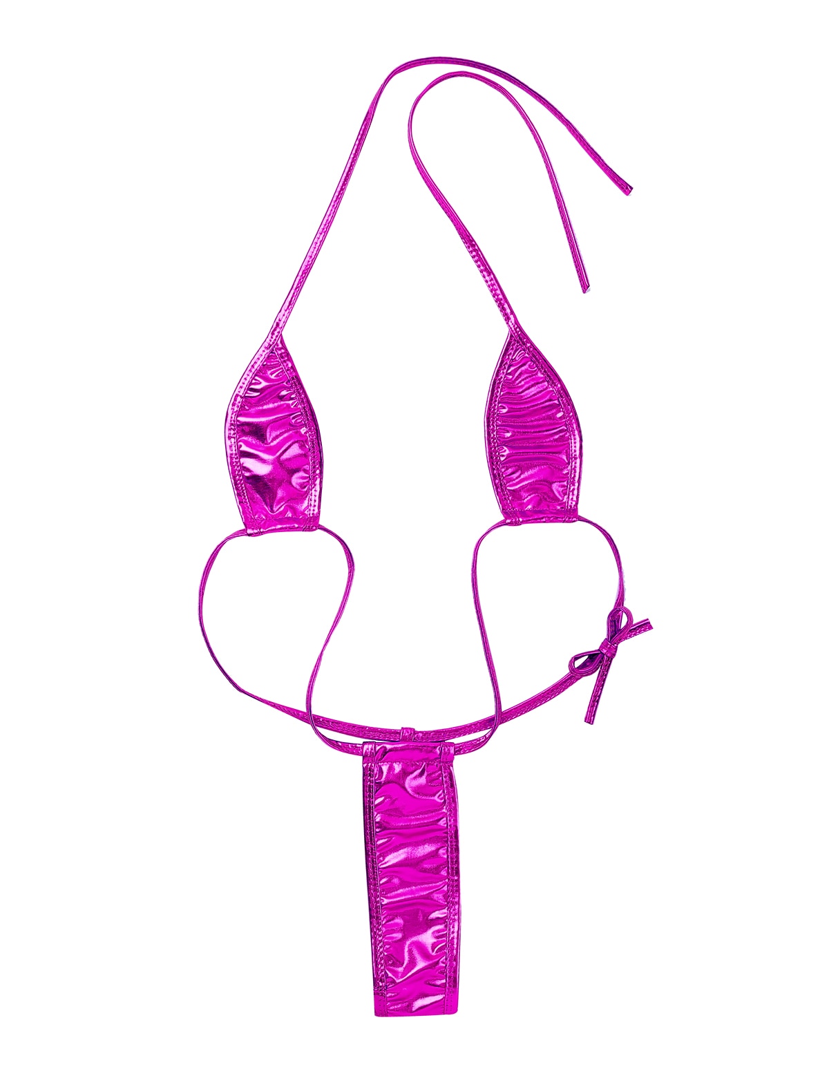 Women's swimsuit One Piece Trikini Shiny Metallic Halter Neck Backless Self-tie G-String Mini Micro Thong Slingshot Swimwear The Clothing Company Sydney