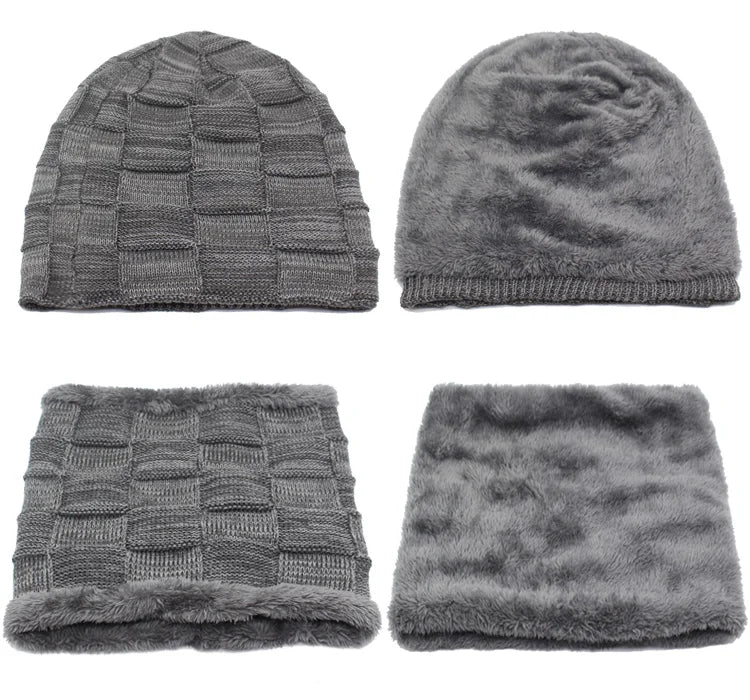 Winter Beanie Scarf skullies beanies Soft Skull Warm Baggy Cap Mask Hats For Men Women Knitted Hat - The Clothing Company Sydney