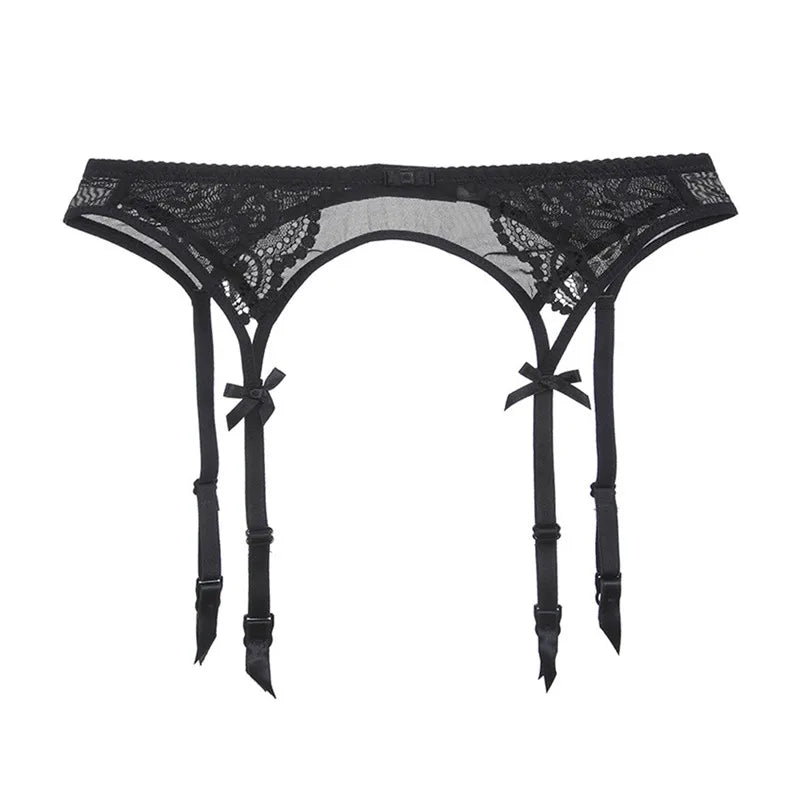 4 Piece Lace Push Up Underwear Set Half Cup Bra+Panties+Garter+Stockings - The Clothing Company Sydney