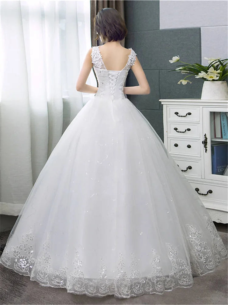 V-neck Wedding Dresses Off White Sequined Wedding Gown - The Clothing Company Sydney