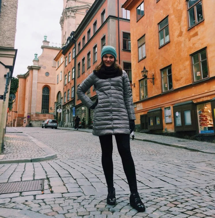 Women's Spring Padded Warm Coat Ultra Light Duck Down Jacket Long Overcoat Slim Solid Jackets Winter Coat Portable Parkas - The Clothing Company Sydney