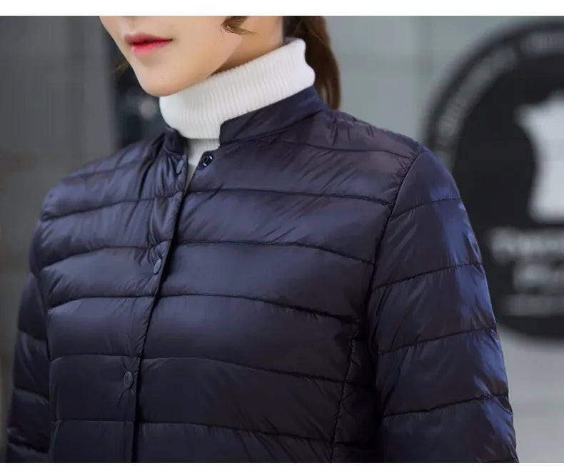 Women's Spring Padded Warm Coat Ultra Light Duck Down Jacket Long Overcoat Slim Solid Jackets Winter Coat Portable Parkas - The Clothing Company Sydney