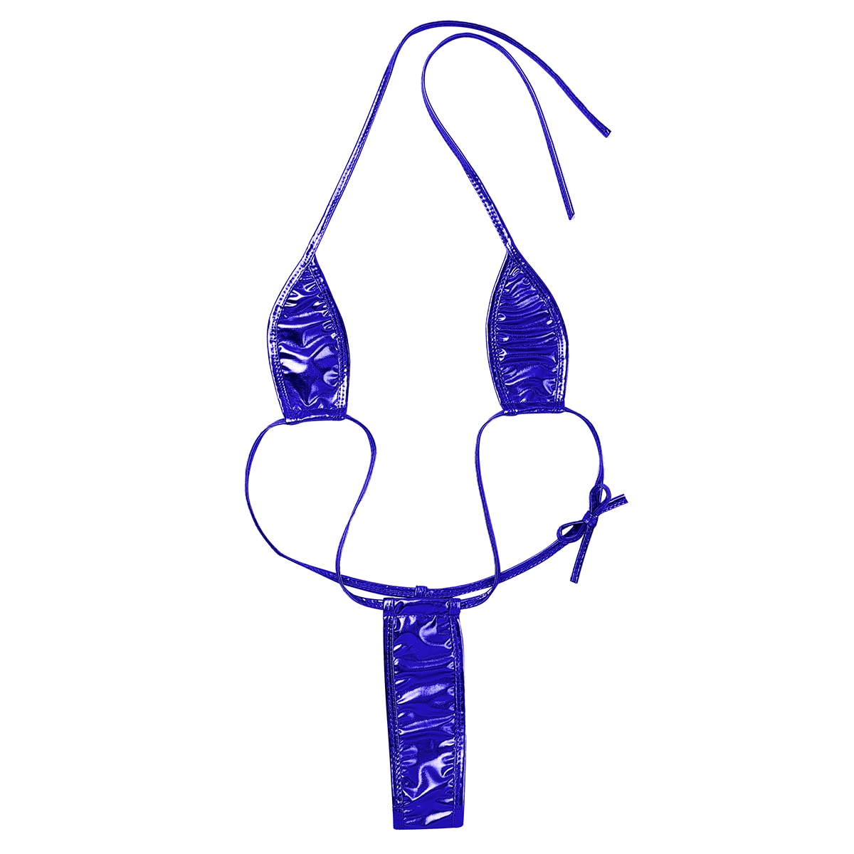 Women's swimsuit One Piece Trikini Shiny Metallic Halter Neck Backless Self-tie G-String Mini Micro Thong Slingshot Swimwear The Clothing Company Sydney