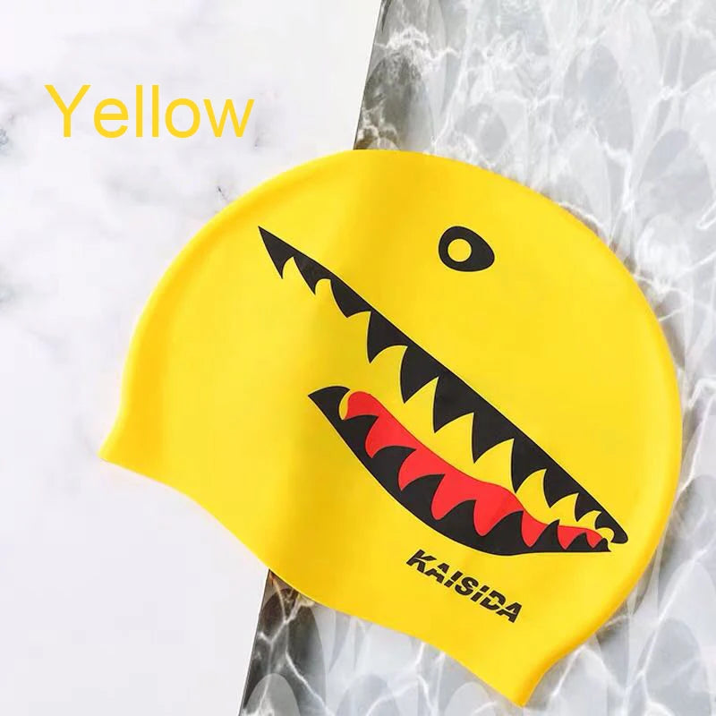 Men's Swimming Cap Adult Elastic Shark Swimming Caps Waterproof Protect Ears Long Hair Soft Women Bathing Cap - The Clothing Company Sydney