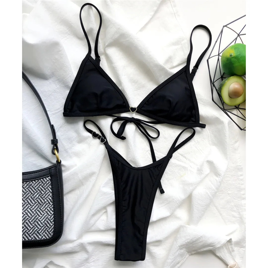 2 Piece Thong Tiny Mini Bikini Female Swimsuit Women's Swimwear Two Piece Bikini set Padded Bather Bathing Suit The Clothing Company Sydney