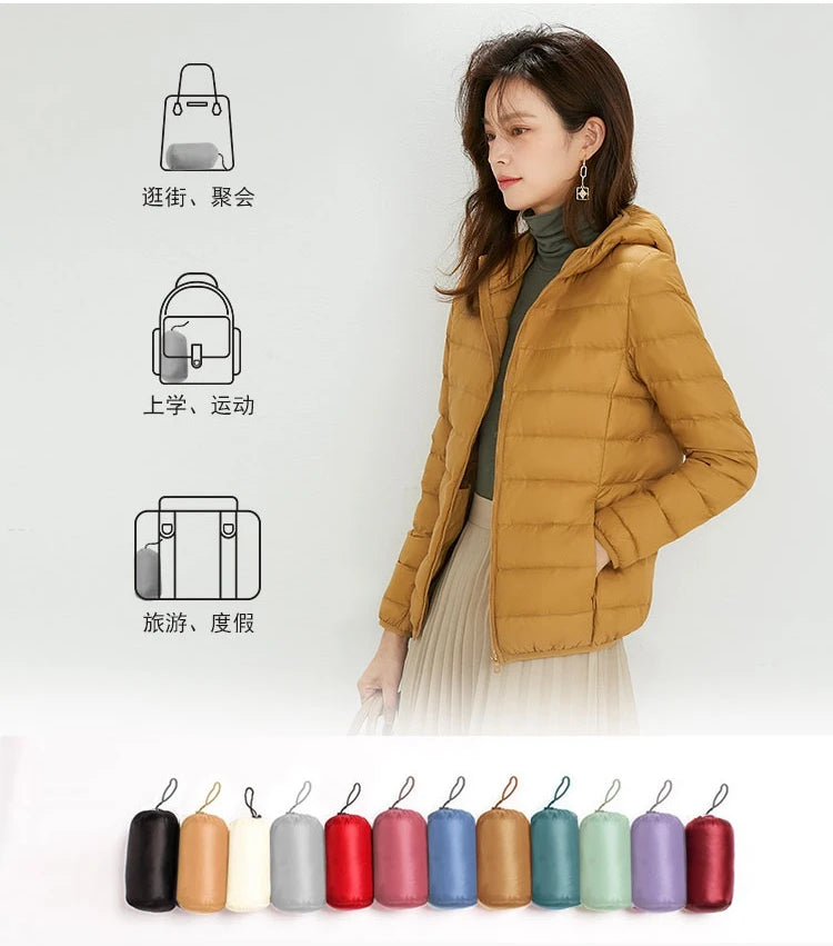 Matte Fabric Women's Duck Down Jacket Ultra Light Down Jacket Feather Jacket Overcoat Windbreaker Coat - The Clothing Company Sydney