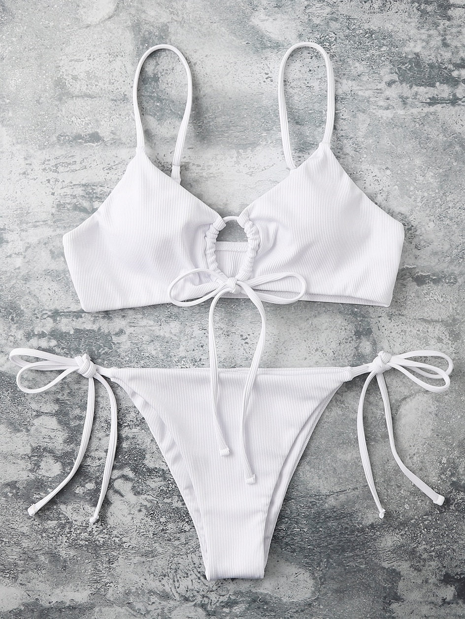 2 Piece Plain Bandage Swimsuit Female Swimwear Bikini Set 2 Piece Swimming Beachwear Bathing Suit The Clothing Company Sydney