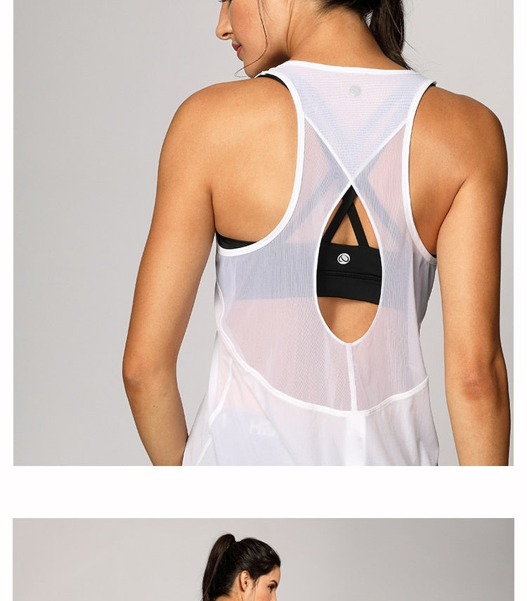 Women's Vest Tops Activewear Mesh Workout Sports Racerback Tank Tops Sleeveless Back Hollow Out Pullover T-shirt The Clothing Company Sydney