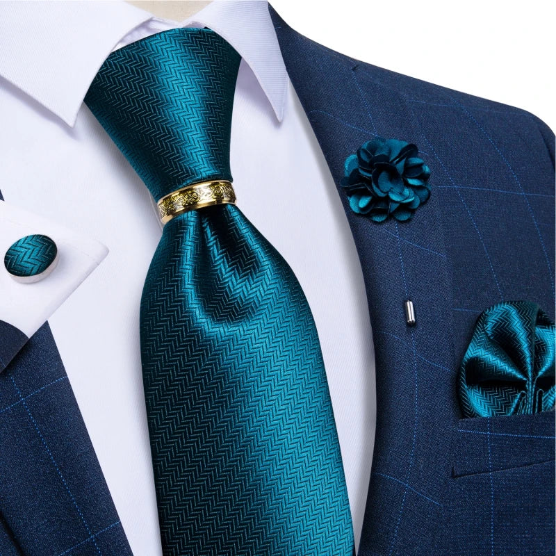 Men's Ties 8cm Wide Silk Neck Tie For Wedding Party Accessories Pocket Square Cufflinks Brooch Pin Set - The Clothing Company Sydney