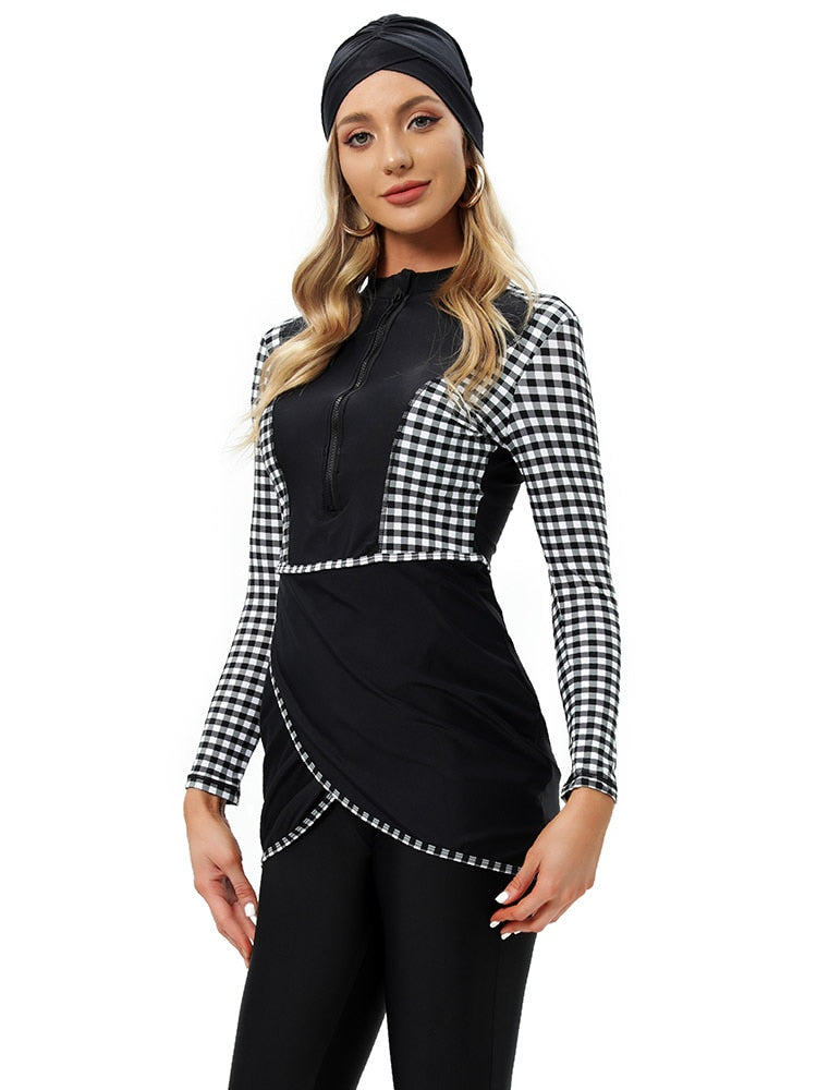 Conservative Swimwear Women Modest Patchwork Long Sleeves Sport Swimsuit 3 Piece Bathing Suit The Clothing Company Sydney