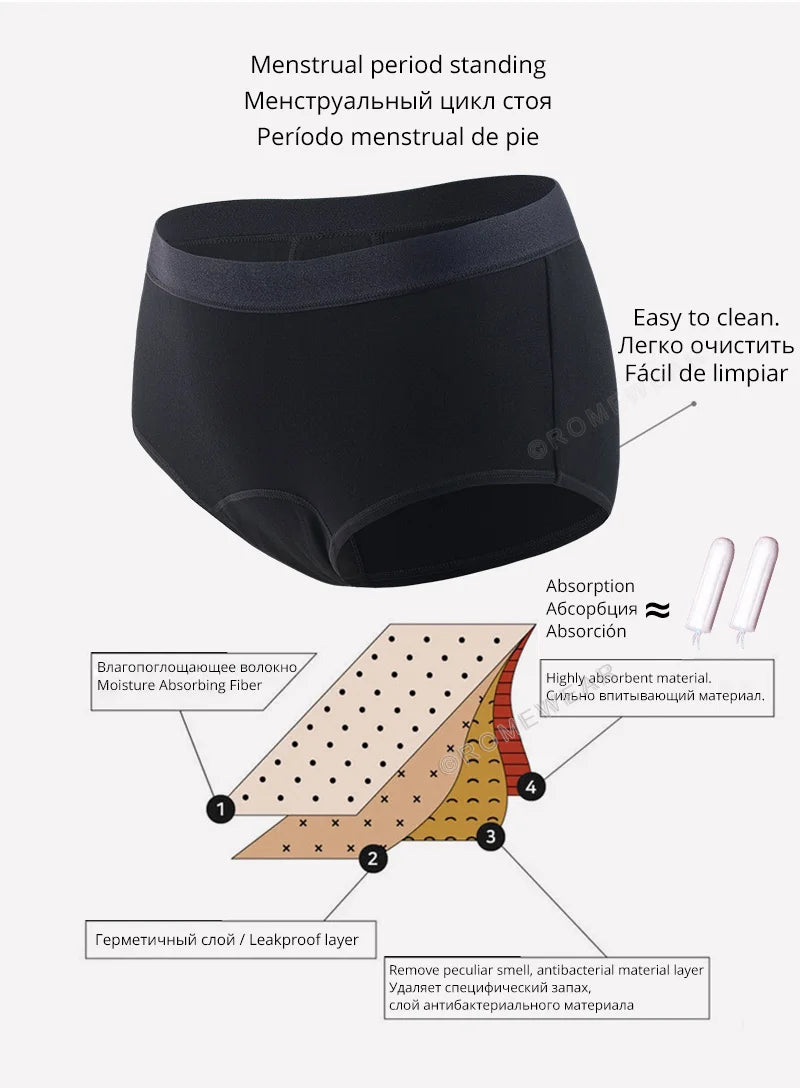Menstrual Panties For Women Period Underwear 4 Layer Plus Size Heavy Flow Absorbency Leakproof Physiological Sanitary Lingerie - The Clothing Company Sydney