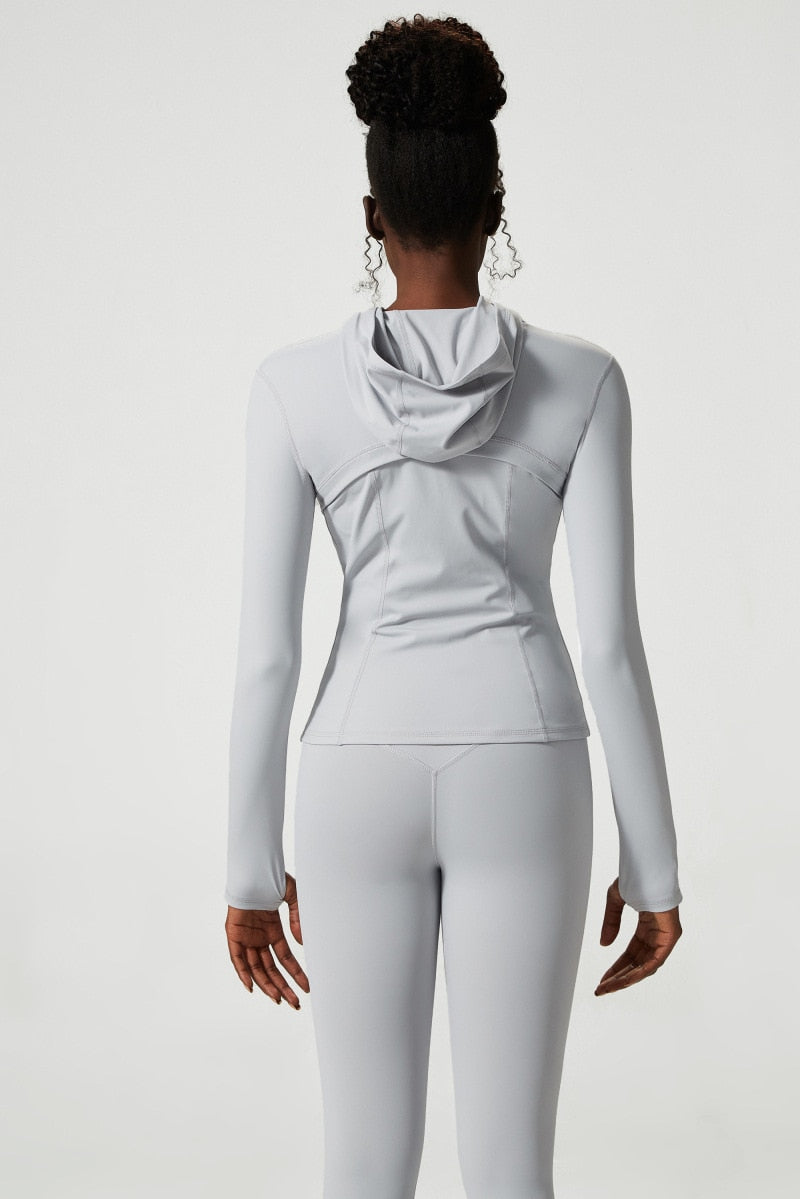 2 Piece Women's Hooded Jacket Long Sleeve With Thumb Holes Workout Yoga Shirt Outdoor Running Coat Gym Sweatshirt The Clothing Company Sydney