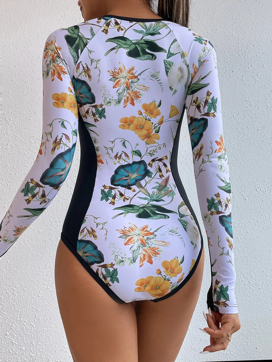 One Piece Swimsuit For Sports Surfing Long Sleeve Swimwear Women's Bodysuit Swimming Bathing Suit Beachwear Pool Bather - The Clothing Company Sydney